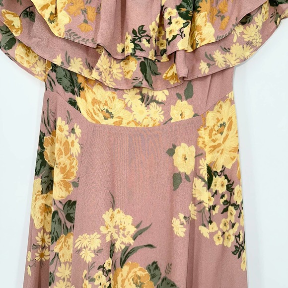 REFORMATION Abelia Dress Floral Off The Shoulder Ruffle Side Slit Maxi Gwenyth - Picture 9 of 15